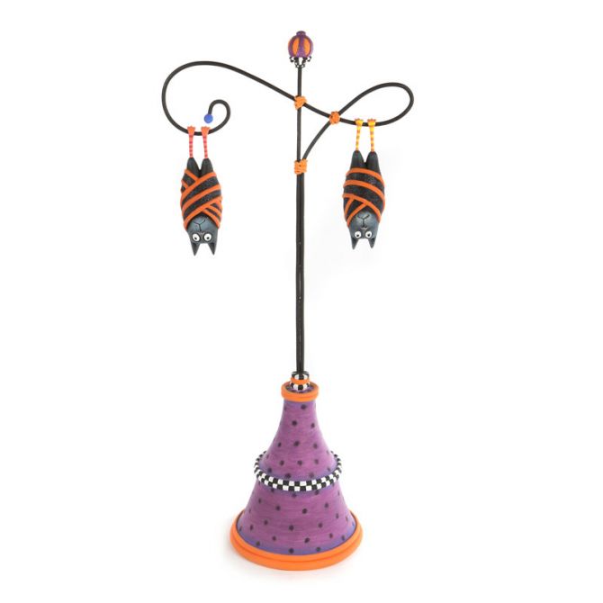 MacKenzie-Childs Patience Brewster Bart and Beatrice Bat Ornaments with Stand