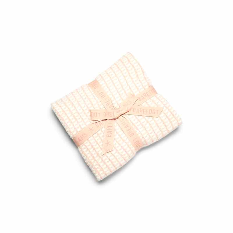 Barefoot Dreams CozyChic Beach House Blanket, Pink Sand and Cream