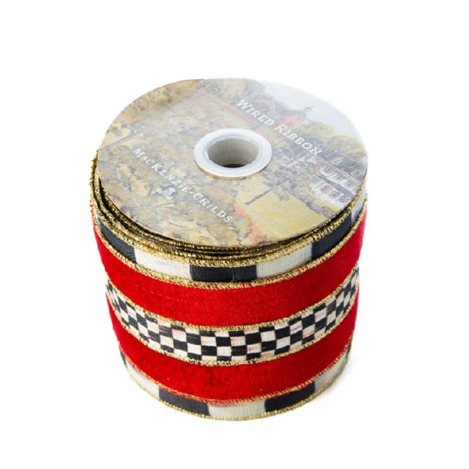 MacKenzie-Childs Courtly Regal 4" Ribbon, Red