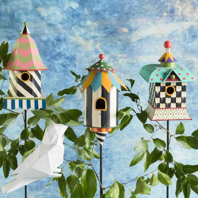 MacKenzie-Childs Courtly Check Birdhouse Stake | 280-0904 | Borsheims