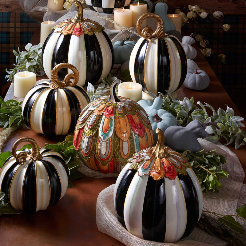 MacKenzie-Childs Elegant Stripe Pumpkin, Tall