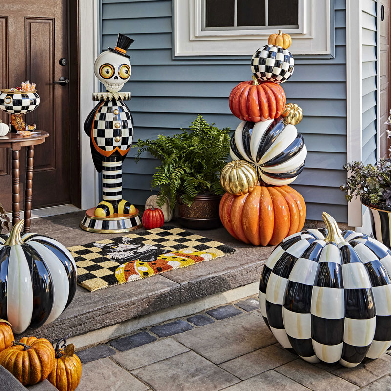 MacKenzie-Childs Courtly Check Outdoor Pumpkin