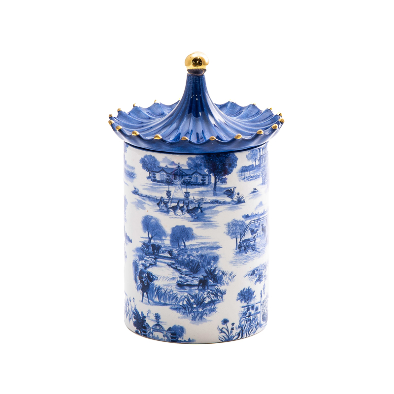 MacKenzieChilds Royal Toile Lidded Cachepot 355141832 Borsheims
