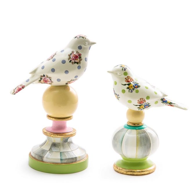 MacKenzie-Childs Wildflowers Bird Topiaries, Set of 2
