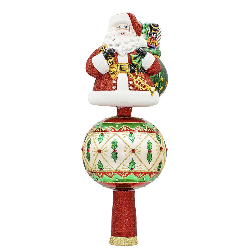 Christopher Radko Holly Jolly Santa Finial Ornament