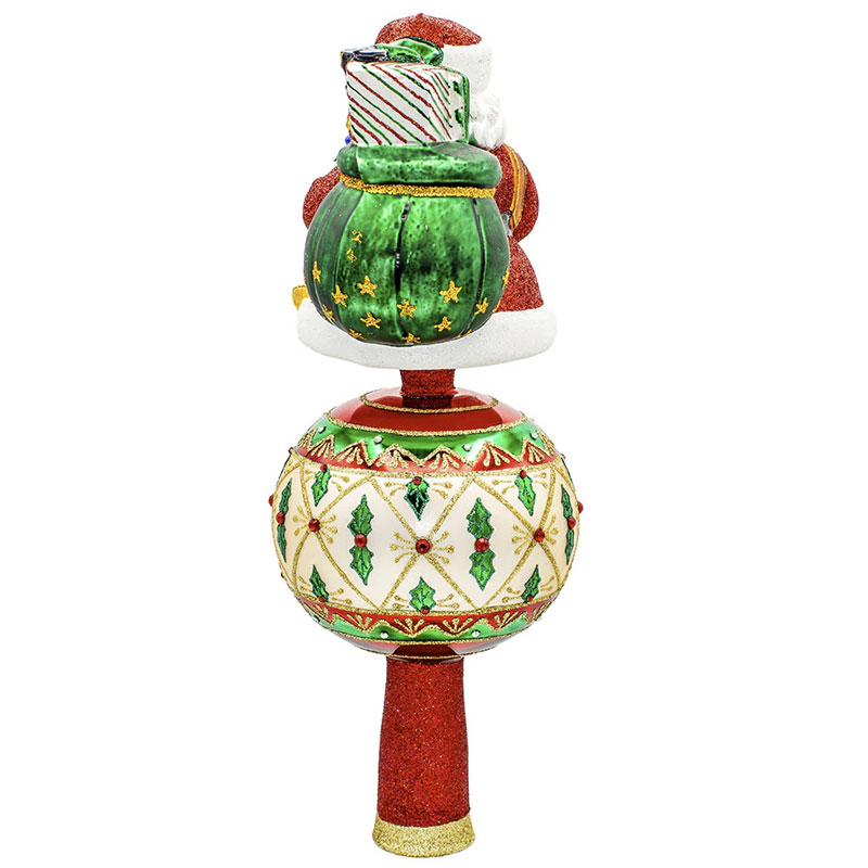 Christopher Radko Holly Jolly Santa Finial Ornament