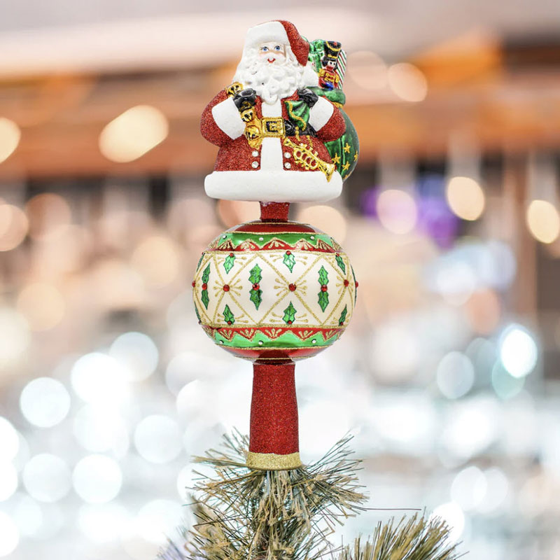 Christopher Radko Holly Jolly Santa Finial Ornament