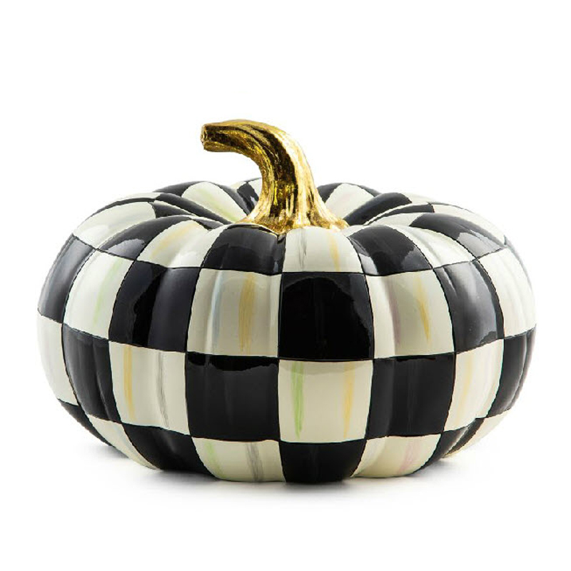 MacKenzie-Childs Courtly Check Squashed Glossy Pumpkin, Medium