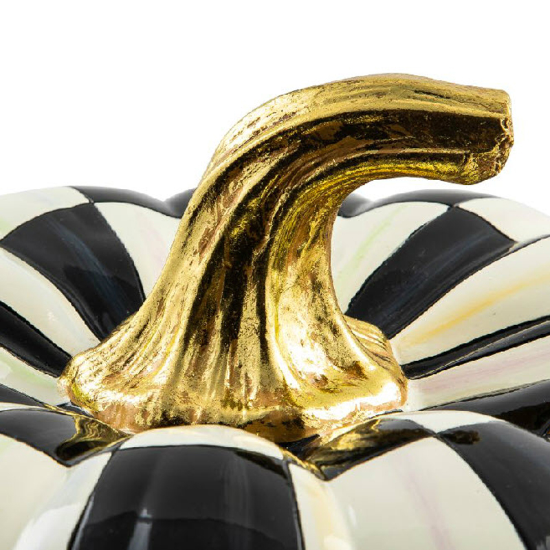 MacKenzie-Childs Courtly Check Squashed Glossy Pumpkin, Medium