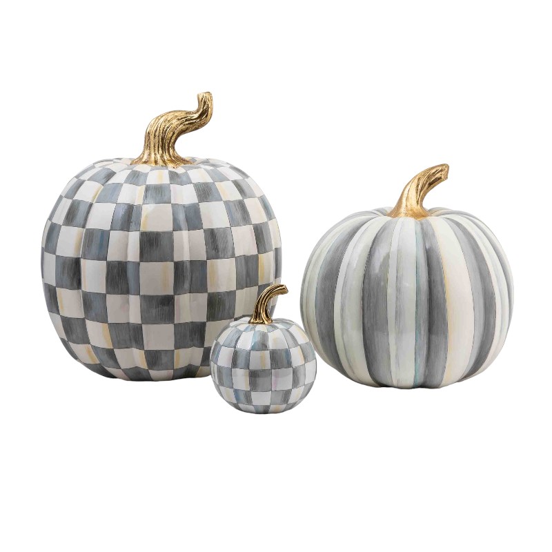 MacKenzie-Childs Sterling Check Pumpkin, Large