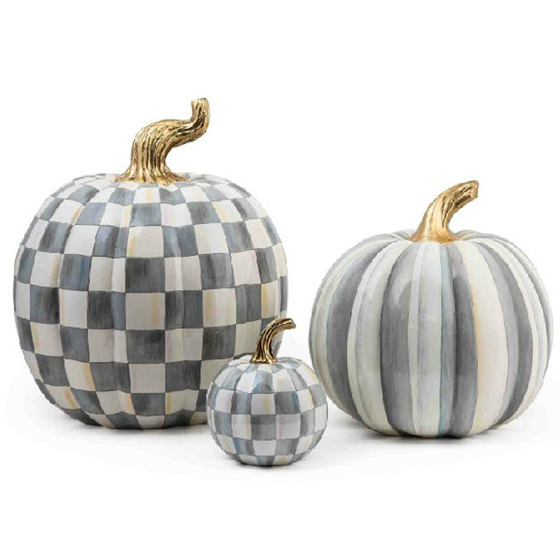 MacKenzie-Childs Sterling Check Pumpkin, Mini
