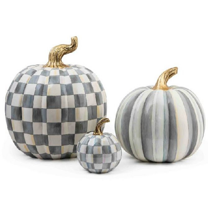 MacKenzie-Childs Sterling Check Pumpkin - Thumbnail 3
