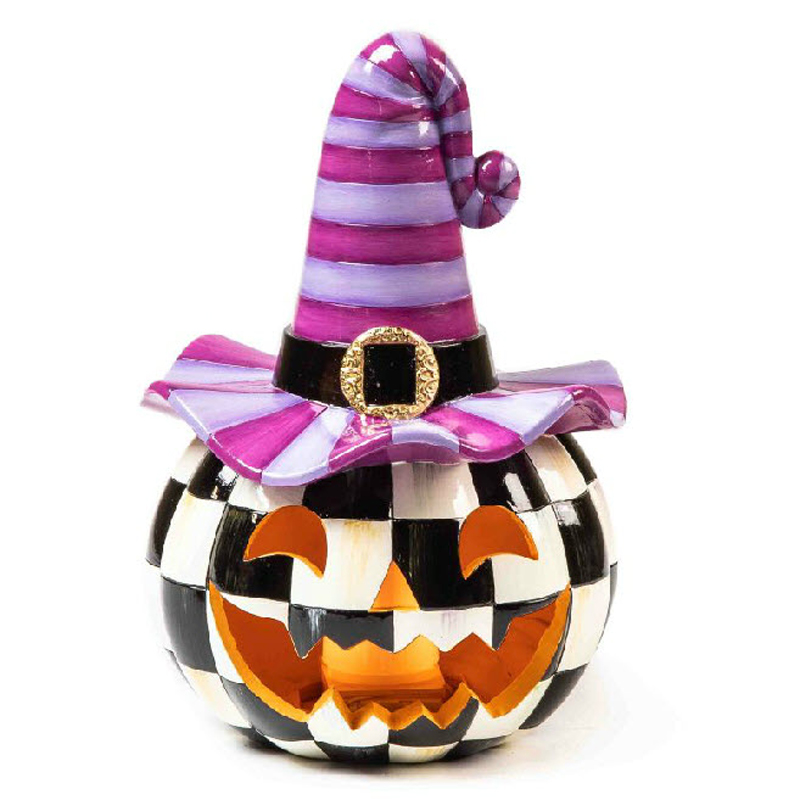 MacKenzie-Childs Illuminated Purple Hat Happy Jack Pumpkin