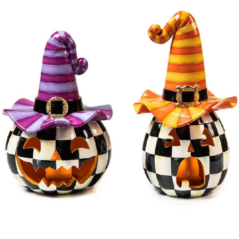 MacKenzie-Childs Illuminated Purple Hat Happy Jack Pumpkin