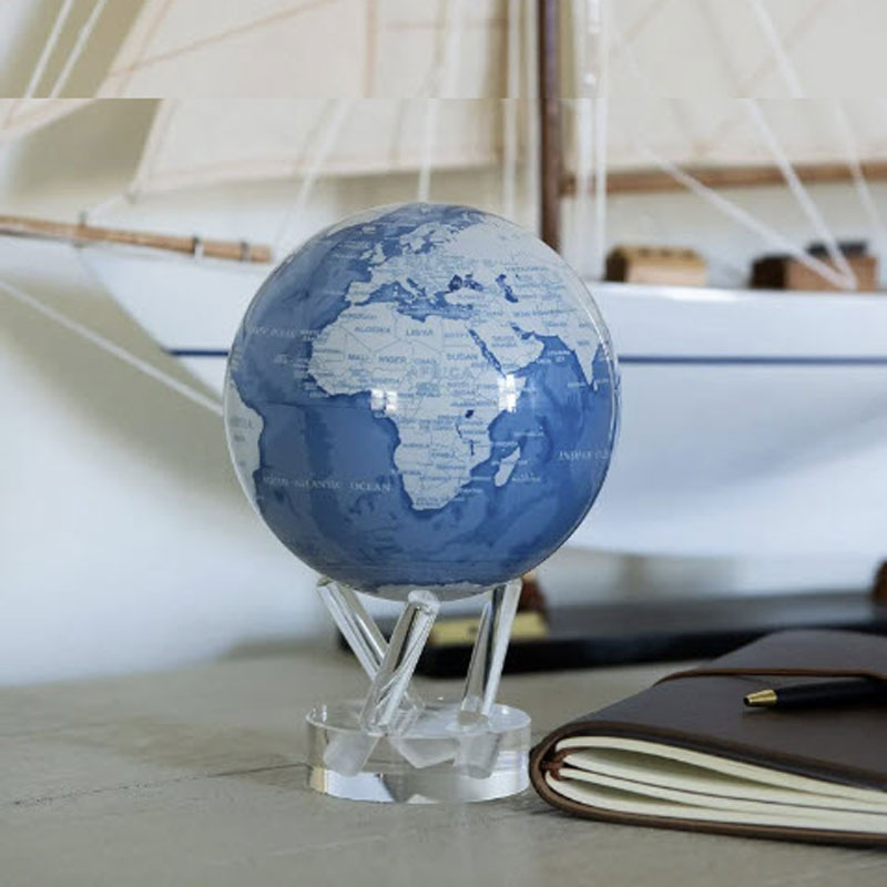 Mova Sky Blue and White Globe with Base, 6