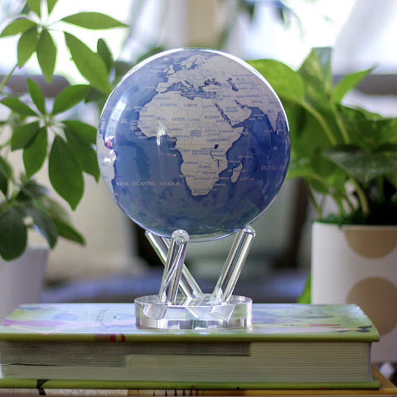 Mova Sky Blue and White Globe with Base, 6