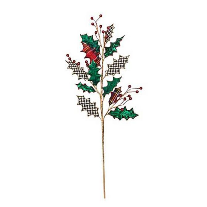 MacKenzie-Childs Tartastic Holly Spray