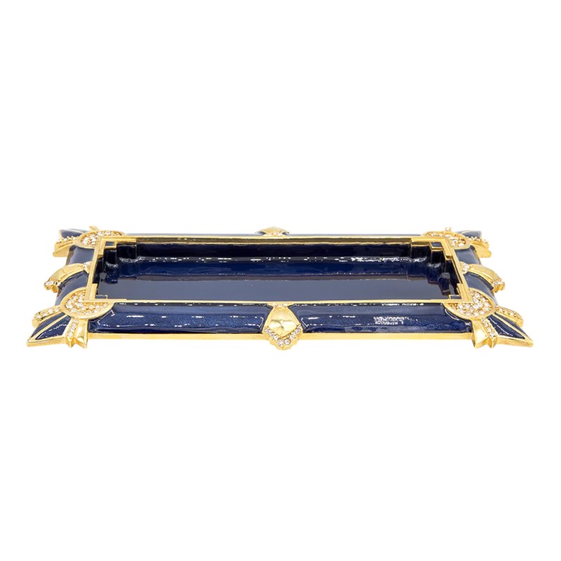 Jay Strongwater Charles Art Deco Tray, Delft Garden