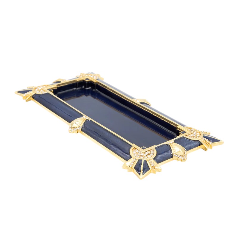 Jay Strongwater Charles Art Deco Tray, Delft Garden