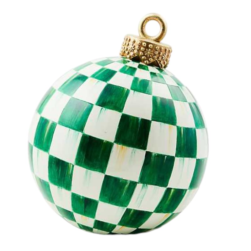 【マリポーサ@】総柄MA-1-BLZ GREEN MacKenzie-Childs Dark Green Check Tabletop Ornament | 35509-1030