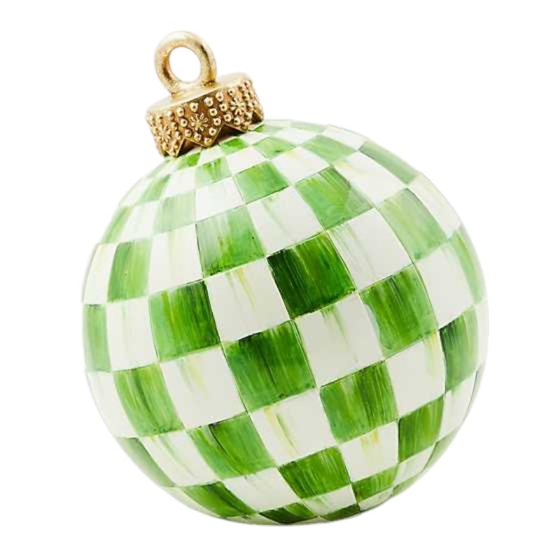 MacKenzie-Childs Light Green Check Tabletop Ornament