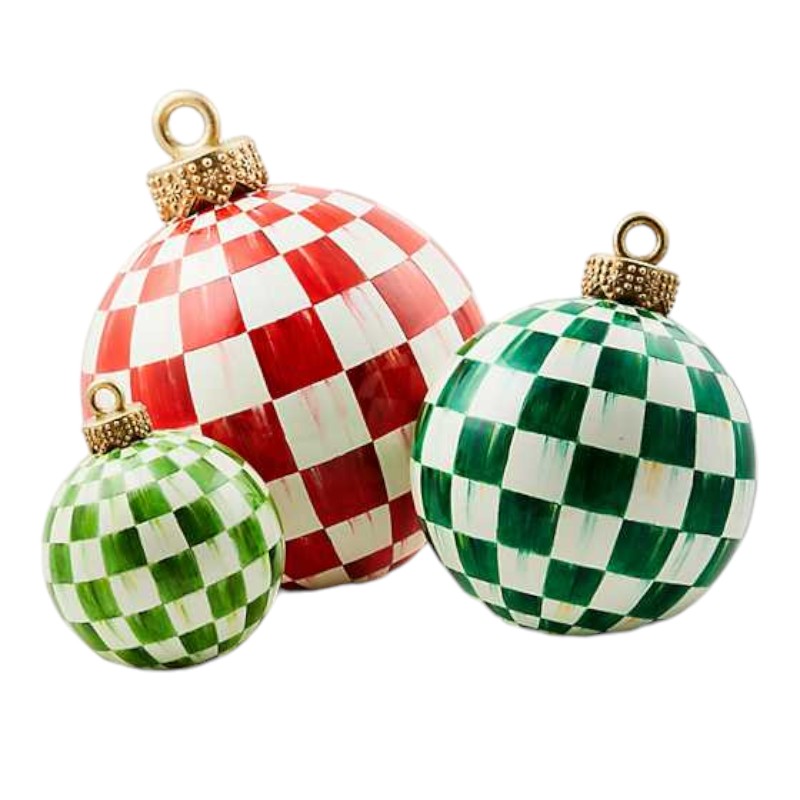 MacKenzie-Childs Light Green Check Tabletop Ornament