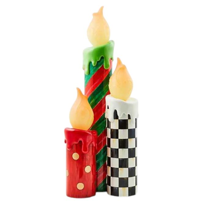 MacKenzie-Childs Cozy Christmas Illuminated Melting Candle Cluster