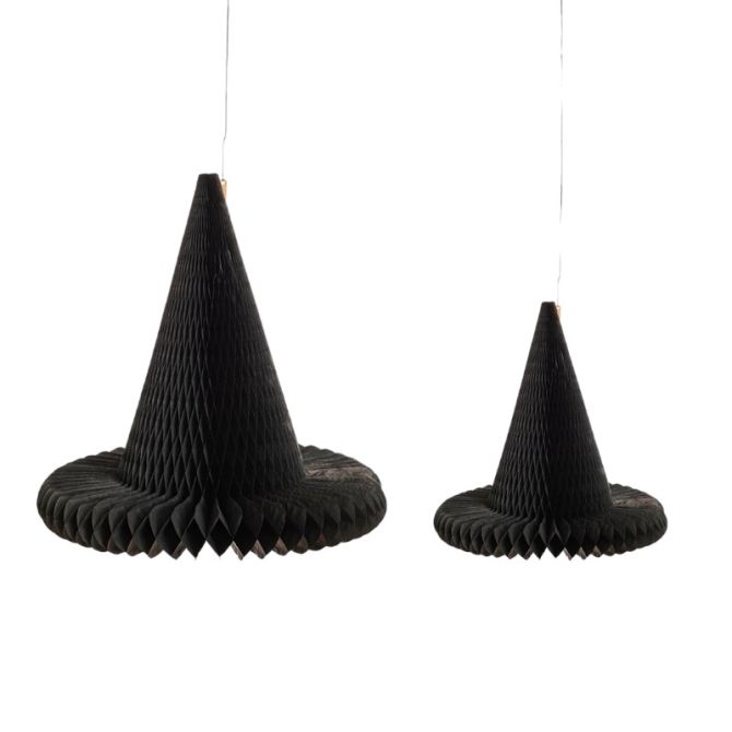 Hester and Cook Honeycomb Witch Hats, Black Set of 2