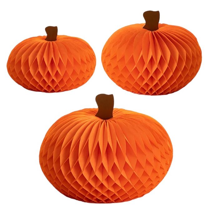 Hester and Cook Honeycomb Pumpkins, Set of 3