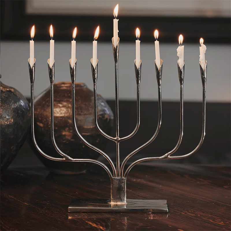 Jan Barboglio Menorah, Nickel Finish
