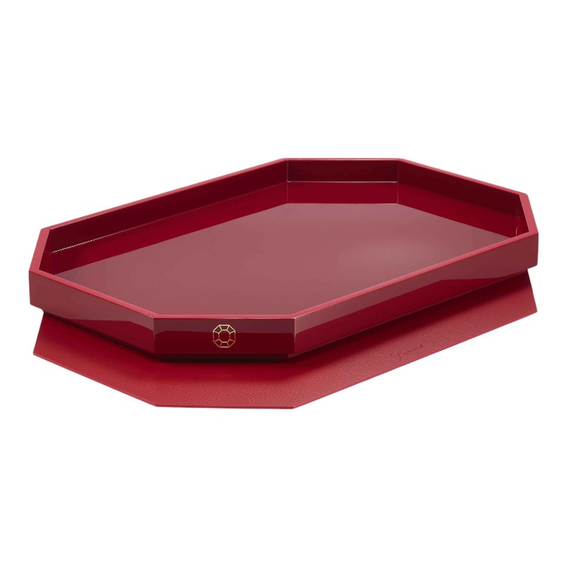 Baccarat Octogone Large Tray, Red