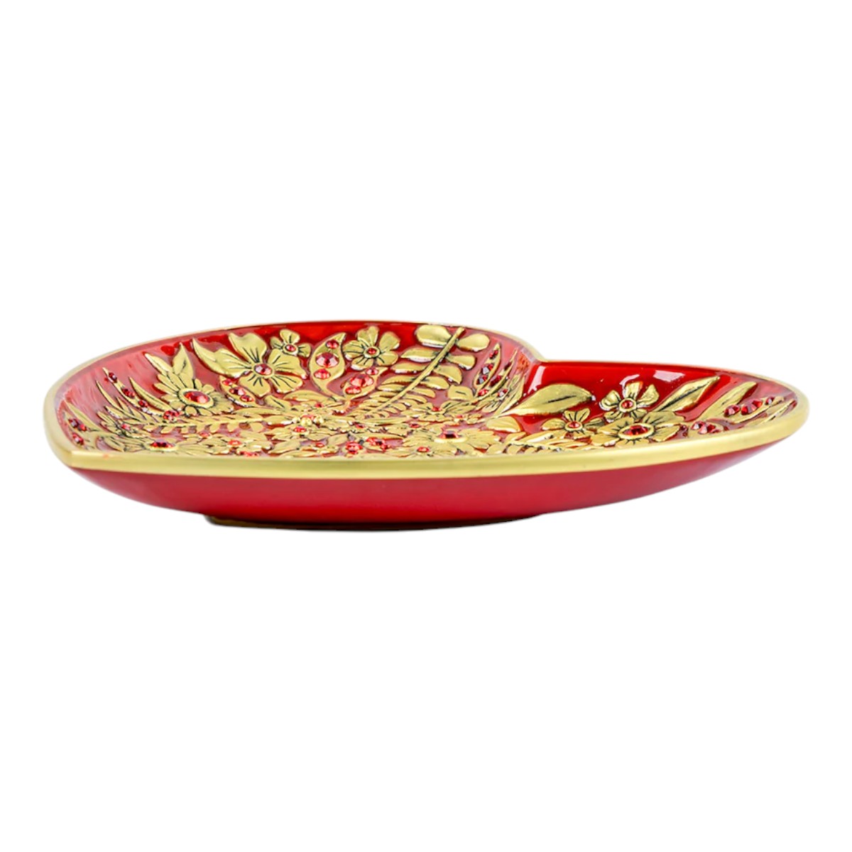 Jay Strongwater Aria Floral Heart Trinket Tray, Ruby