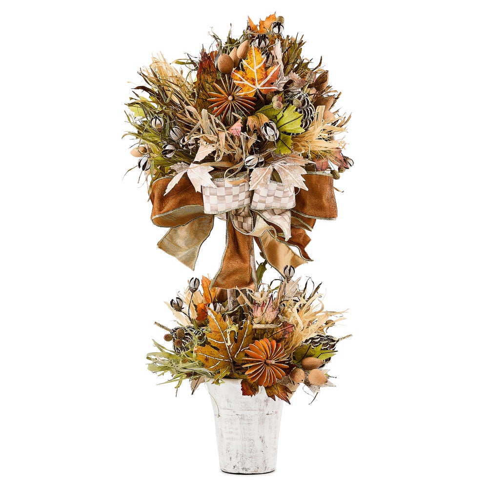 MacKenzie-Childs Mocha Check Harvest Topiary
