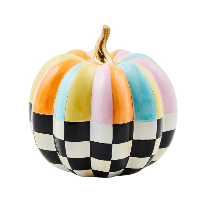MacKenzie-Childs Cotton Candy Check and Stripe Pumpkin, Mini