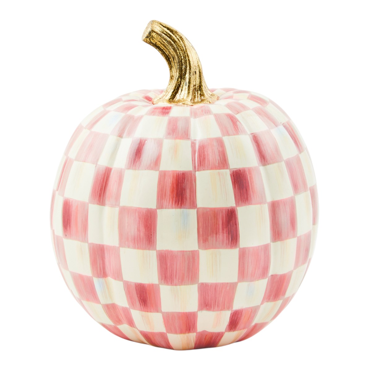 MacKenzie-Childs Bubblegum Pink Check Pumpkin, Small