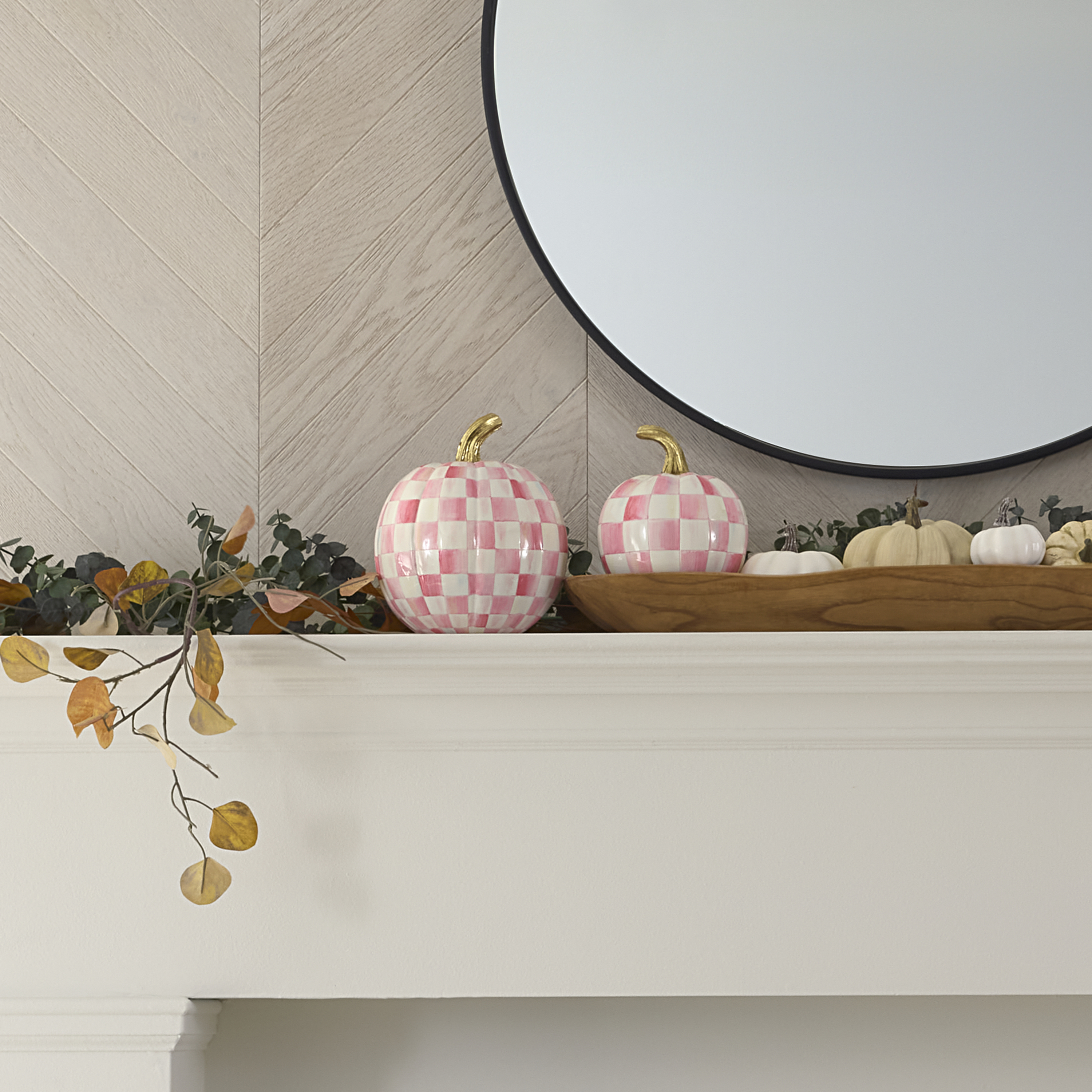 MacKenzie-Childs Bubblegum Pink Check Pumpkin, Small