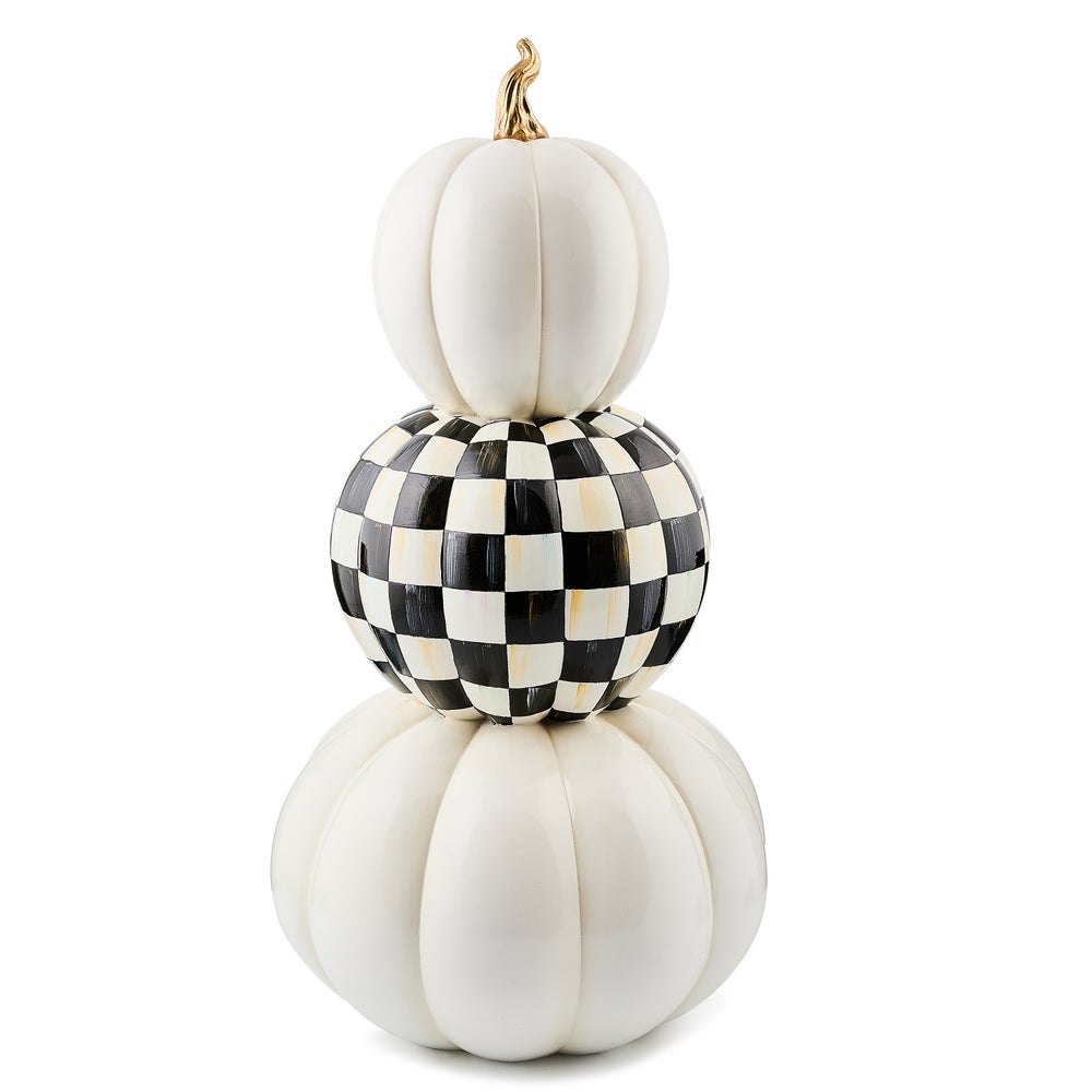 MacKenzie-Childs Courtly Check Stacked Illuminated Pumpkins