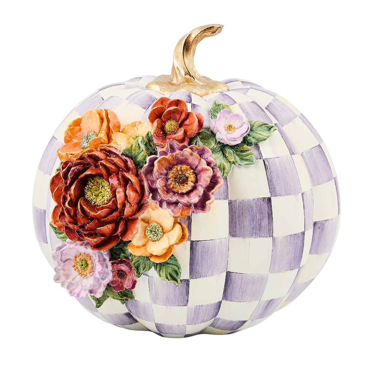 MacKenzie-Childs Cascade Floral Pumpkin, Violet Check