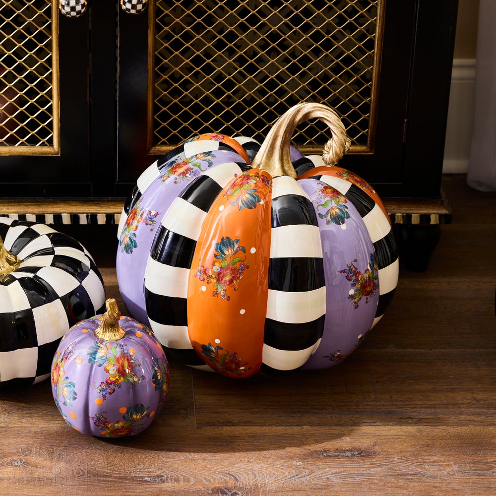 MacKenzie-Childs Violet Patchwork Pumpkin, Extra Large