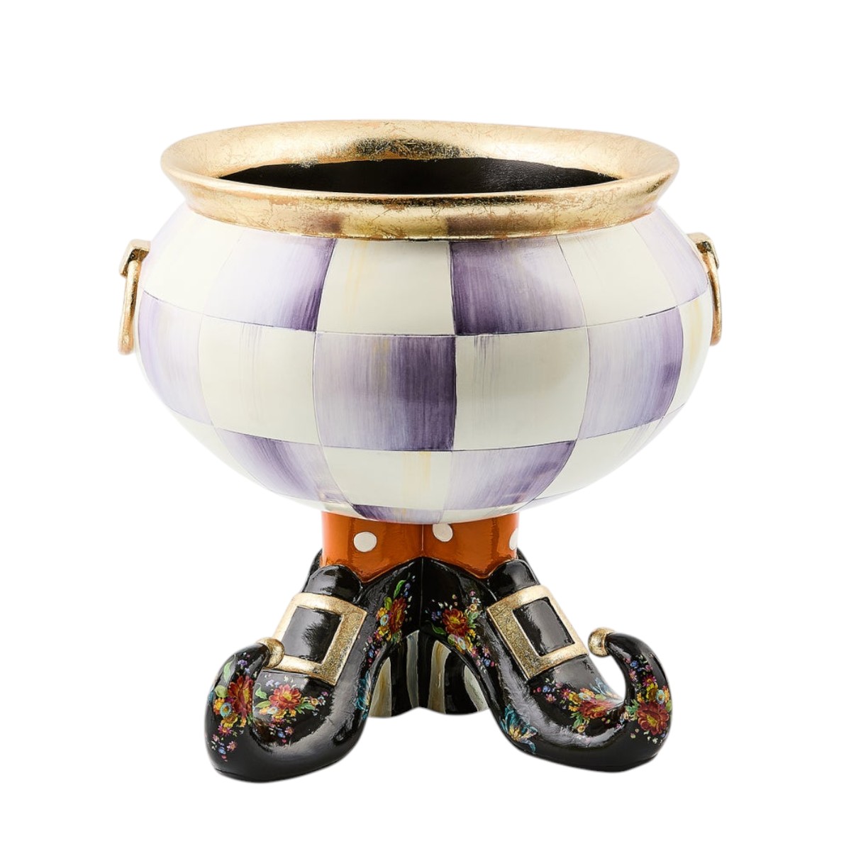 MacKenzie-Childs Halloween Fergal Violet Check Cauldron