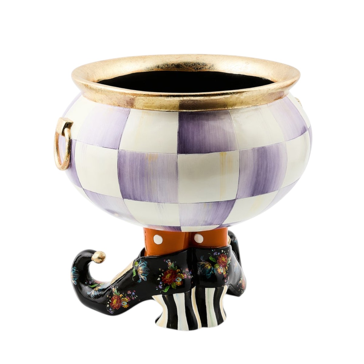 MacKenzie-Childs Halloween Fergal Violet Check Cauldron