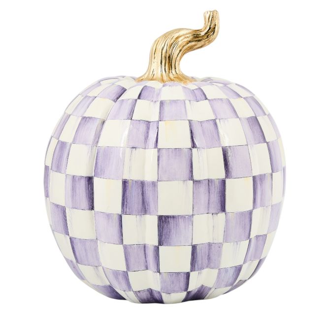 MacKenzie-Childs Violet Check Pumpkin, Large