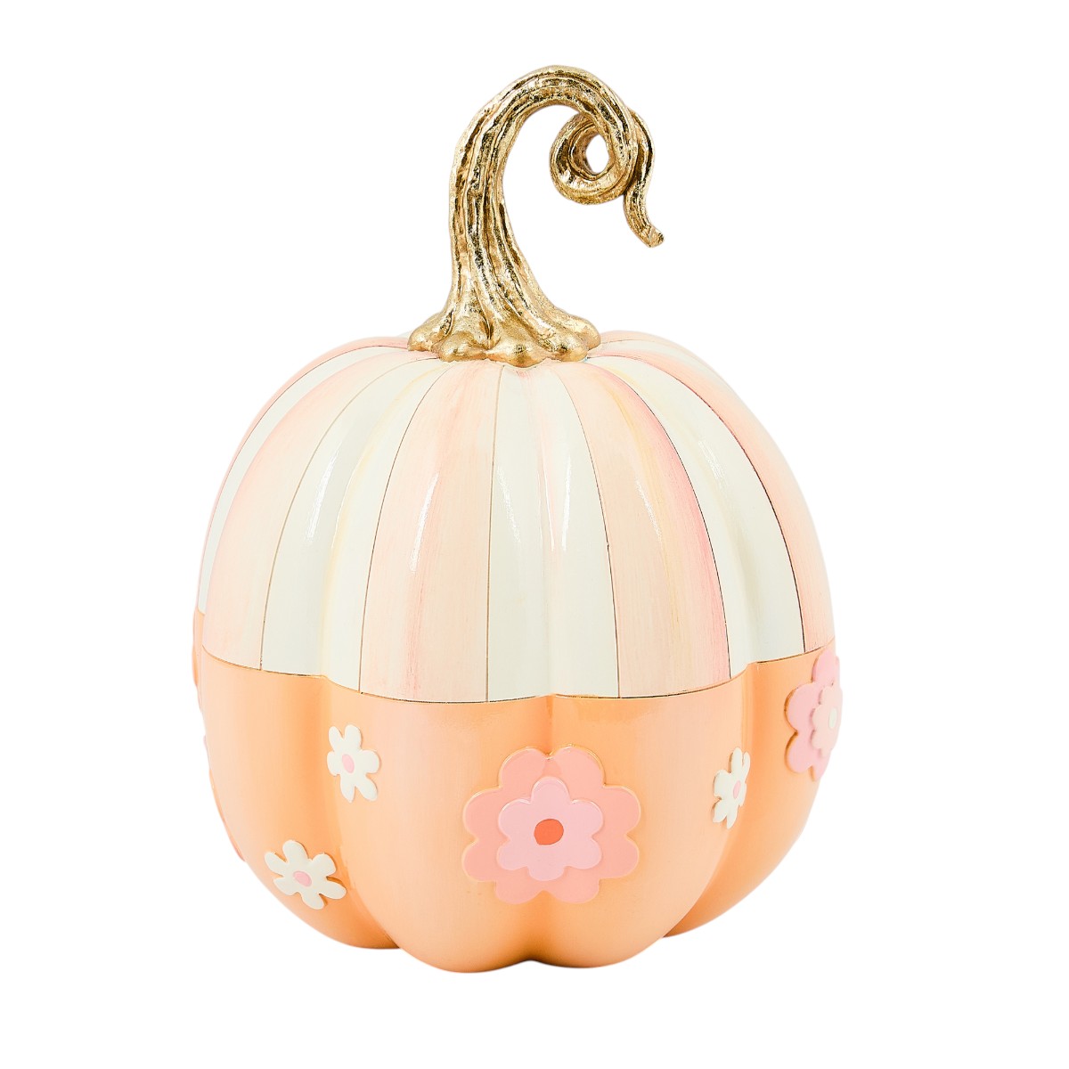 MacKenzie-Childs Rosy Stripe Flower Power Pumpkin
