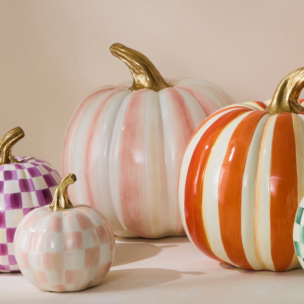 MacKenzie-Childs Rosy Stripe Pumpkin, Medium