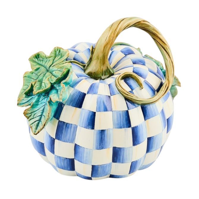 MacKenzie-Childs Royal Check Twisted Stem Pumpkin