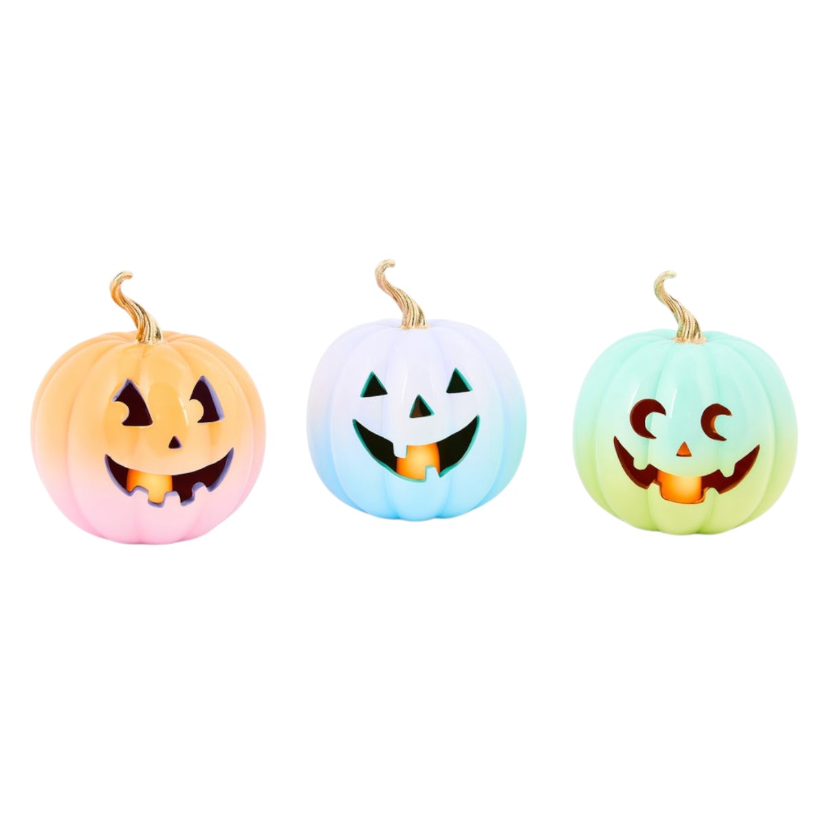 MacKenzie-Childs Trick or Treat Illuminate Jack O'Lanterns, Set of 3