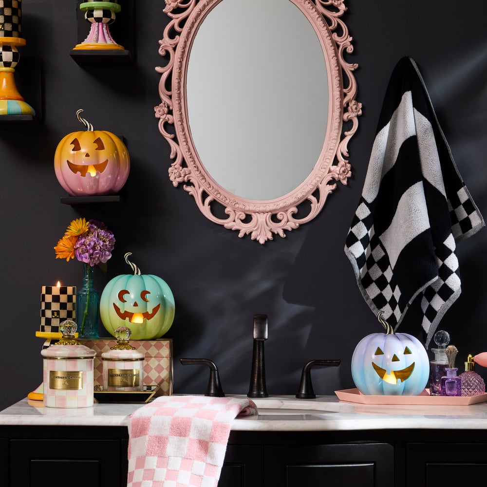 MacKenzie-Childs Trick or Treat Illuminate Jack O'Lanterns, Set of 3