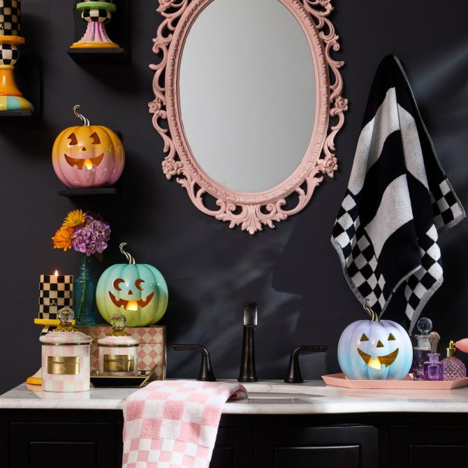 MacKenzie-Childs Trick or Treat Illuminate Jack O'Lanterns, Set of