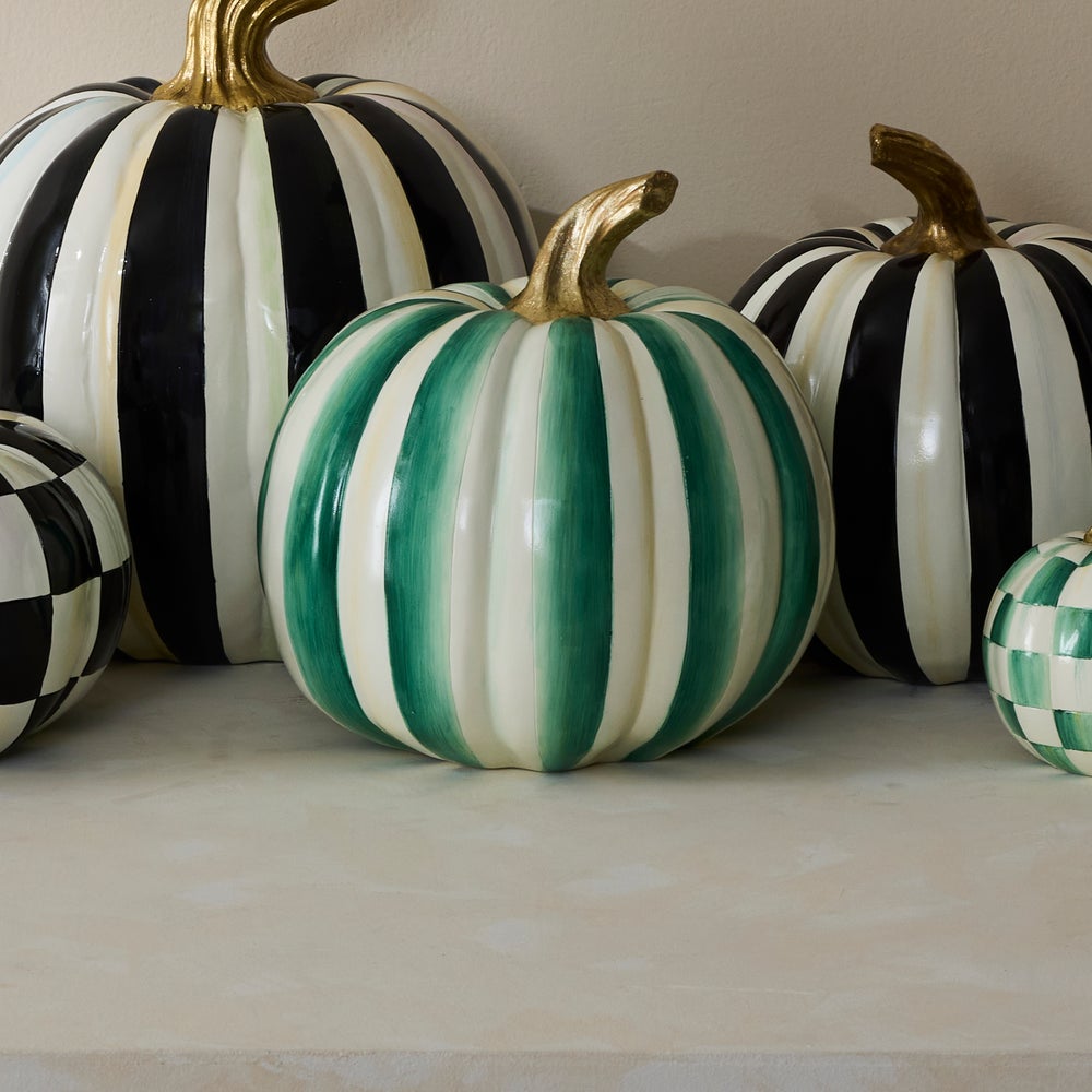 MacKenzie-Childs Emerald Stripe Pumpkin, Medium