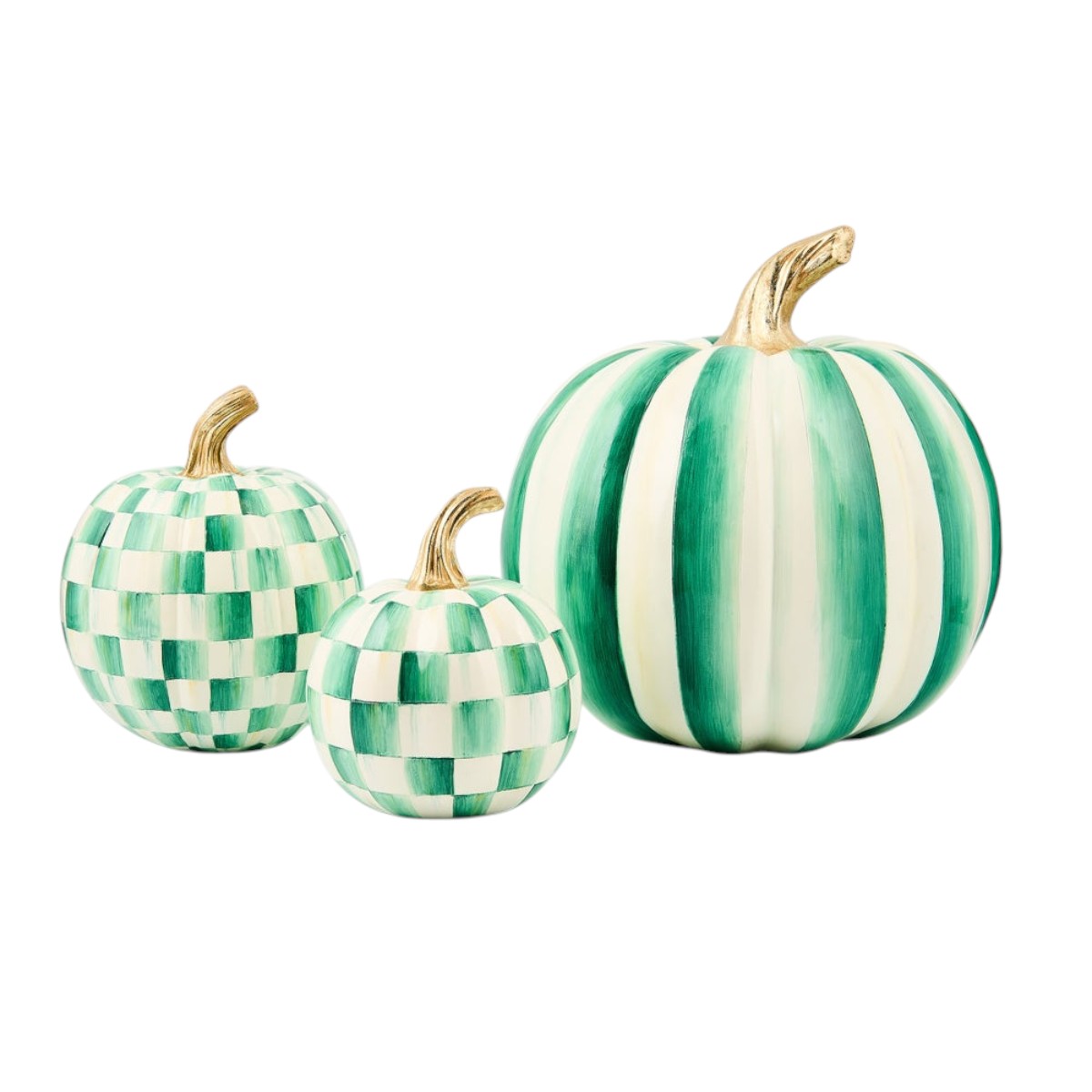 MacKenzie-Childs Emerald Check Pumpkin, Small